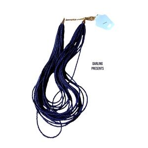 IMAN GLOBAL CHIC BEADED STRANDS NECKLACE WOMEN COLOR NAVY